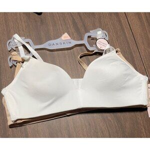Danskin Girls 2 Pack Wire Free Bra Set Size 36A Lightweight Comfort White Beige